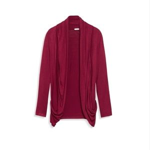 Pixley Martina Slub Knit Open Cardigan with Pockets, Red